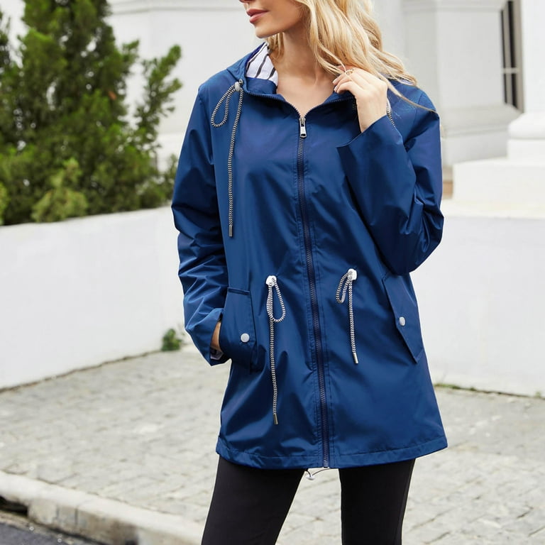 Honeeladyy Women's Waterproof Raincoat Lightweight Rain Jacket Hooded  Windbreaker with Pockets for Outdoor Climb Hiking Fish