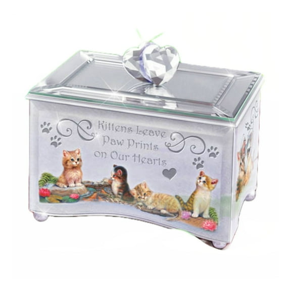 The Bradford Exchange Purr-FECT Reflections of Love Mirrored Music Box with Adorable Kitten Artwork of Jürgen Scholz 4.5-inches