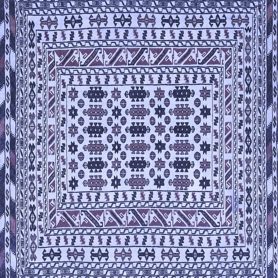 Ahgly Company Machine Washable Indoor Square Southwestern Blue Country Area Rugs, 3' Square