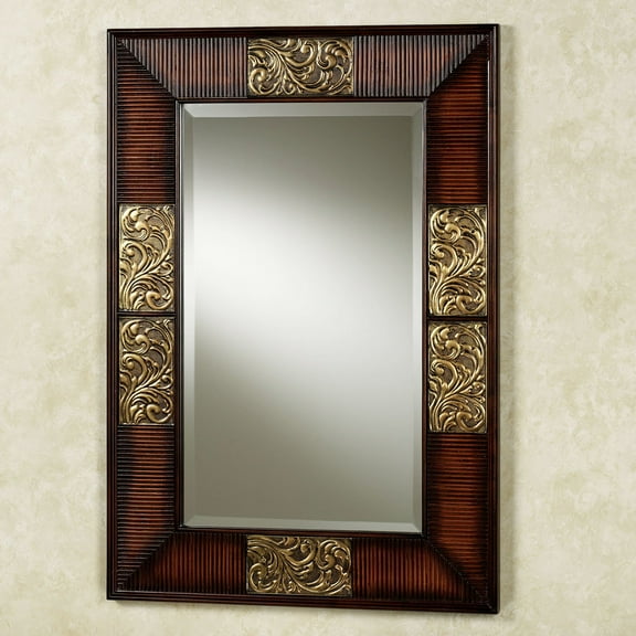 Sarantino Rectangular Beveled Wall Mirror Natural Cherry 35 by 24 Inches