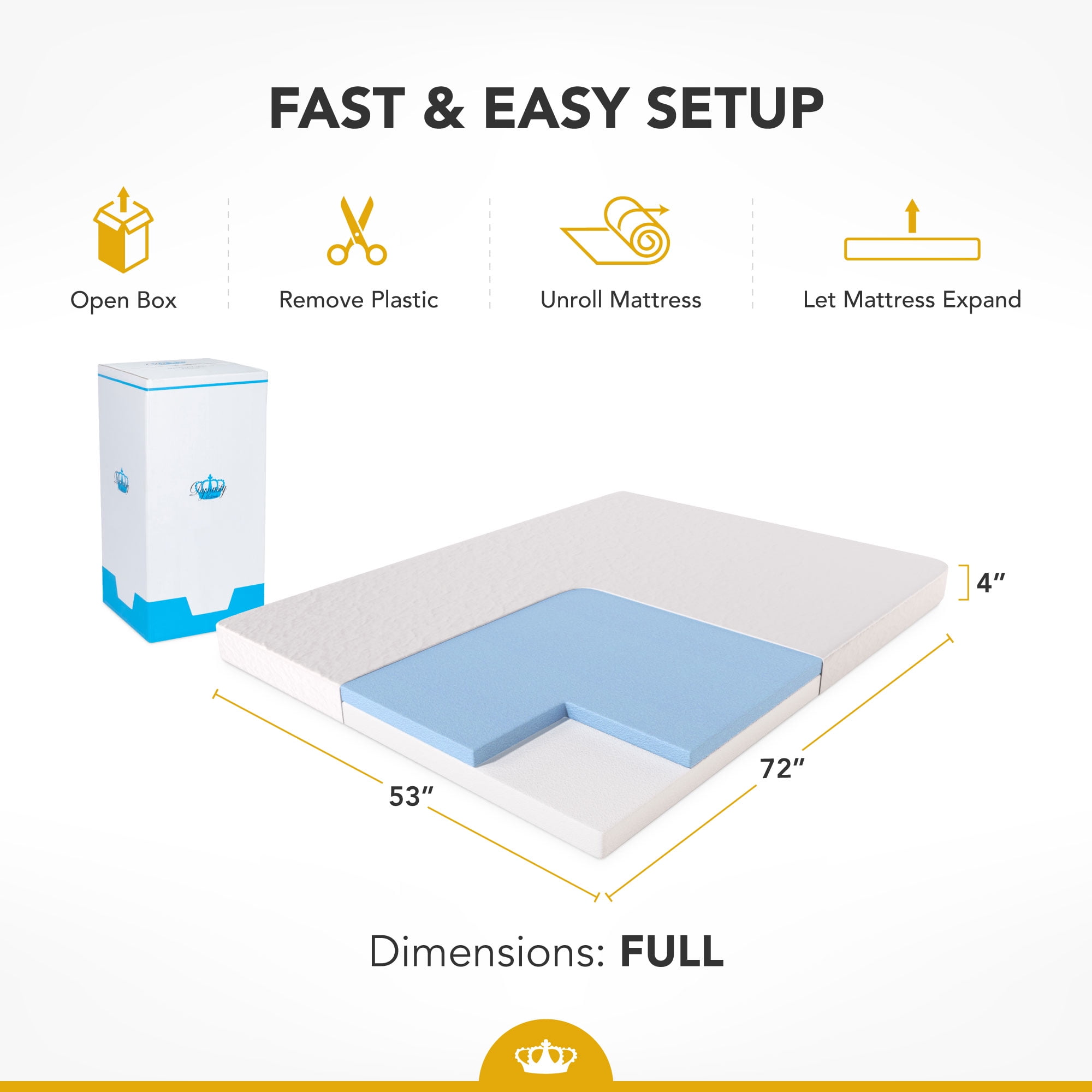 Dynasty Mattress 4" CoolBreeze Memory Foam Full for Convertible Sofa