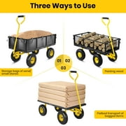 GVDV Heavy Duty Steel Garden Cart with Liner, 40 x 20, 660lbs Capacity, 10 Wheel, Utility Cart for Yard Work Hauling and Outdoor Use, Black/Yellow