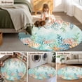thumbnail image 5 of Round Rugs 6 Ft, Ocean Starfish Seaweed Non Slip Area Rugs for Kitchen Bedroom Entryway, Summer Coastal Beach Shell Coral Teal Washable Carpet Runner Rug Floor Mats for Bedroom Home Decor, 5 of 8
