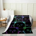 thumbnail image 2 of Cat Blanket for Kids Boys Girls, Blue Purple Ombre Throw Blanket, Cute Black Cats Pet Animal Fleece Blanket 40X50 Inch, Neon Gradient Flannel Blanket, Luxury Soft Living Room Decor, Green, 2 of 5