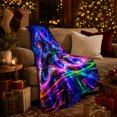 thumbnail image 3 of Printed Flannel Throw Blanket with Neon Wolf on an ATV, 3 of 9