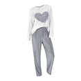 thumbnail image 4 of Valentine's Day Pajamas for Women Set Fall Fashion Must Have Womens Pajama Sets Crew Neck Fitness Pj Set Elbow Sleeve Matching Pjs for Couples Grey, 4 of 5