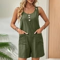 thumbnail image 2 of UAMVSH Rompers for Women 2025 Trendy Beach Sleeveless Pockets Jumpsuit with Buttons Soft Casual Wide Strap Short Overalls Clothes, 2 of 7