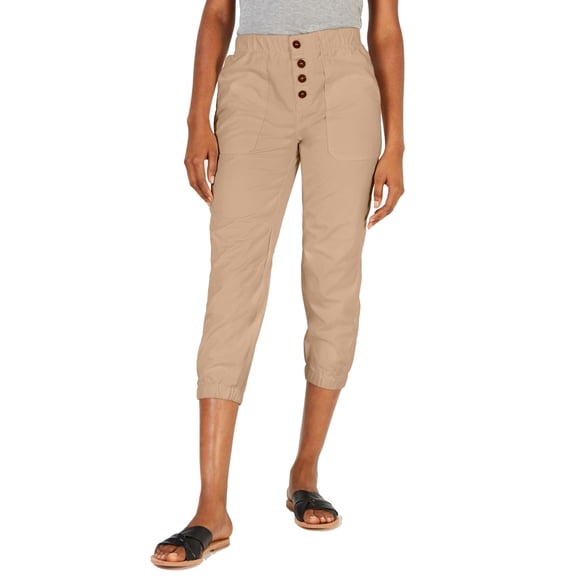 Free People Women's Cropped High Waisted Pants Brown Size Small