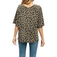 thumbnail image 4 of Femmes T-shirt Évasé Manches Courtes Femmes V en Vrac Haut V Col Blouse Décontractée, Léopard, M, 4 of 6