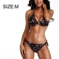 thumbnail image 2 of Women's Bathing Suits Halter Bikini Top Floral Print Two Piece Swimsuits - black, 2 of 7
