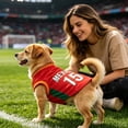 thumbnail image 6 of FENGGHAO Red Mexico Dog Soccer Jersey, Breathable Pet Sportswear with Red Striped Design, Loose Fit Athletic Shirt for Dogs and Cats, 6 of 7