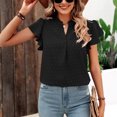 thumbnail image 5 of Mittory Women Summer V Neck Ruffle Short Sleeve Blouse Polka Dots Flowy Shirt Tunic Top, 5 of 6