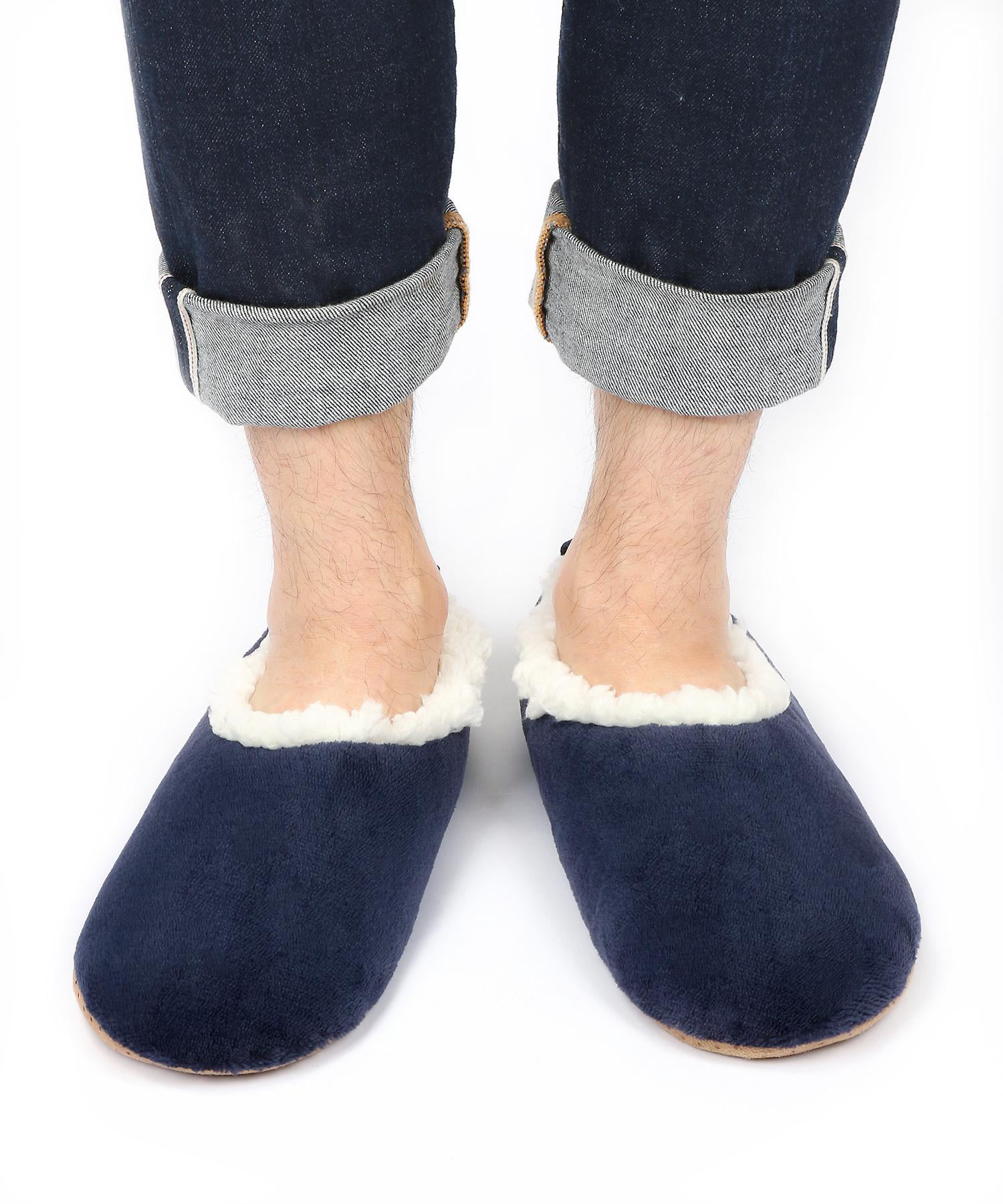 Fuzzy House Slippers Warm Slipper Socks With Grippers For Men Panda Bros Mens Slipper Socks With Non Skid Bottoms 