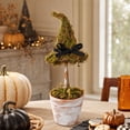 thumbnail image 5 of Byndra Halloween Witch Hat Topiary, Halloween Decorations Indoor Outdoor Rustic Farmhouse Decor, 8.7 Inch Plastic Moss Pot Tabletop Ornament for Tiered Tray, Mantel, Shelf, 5 of 7