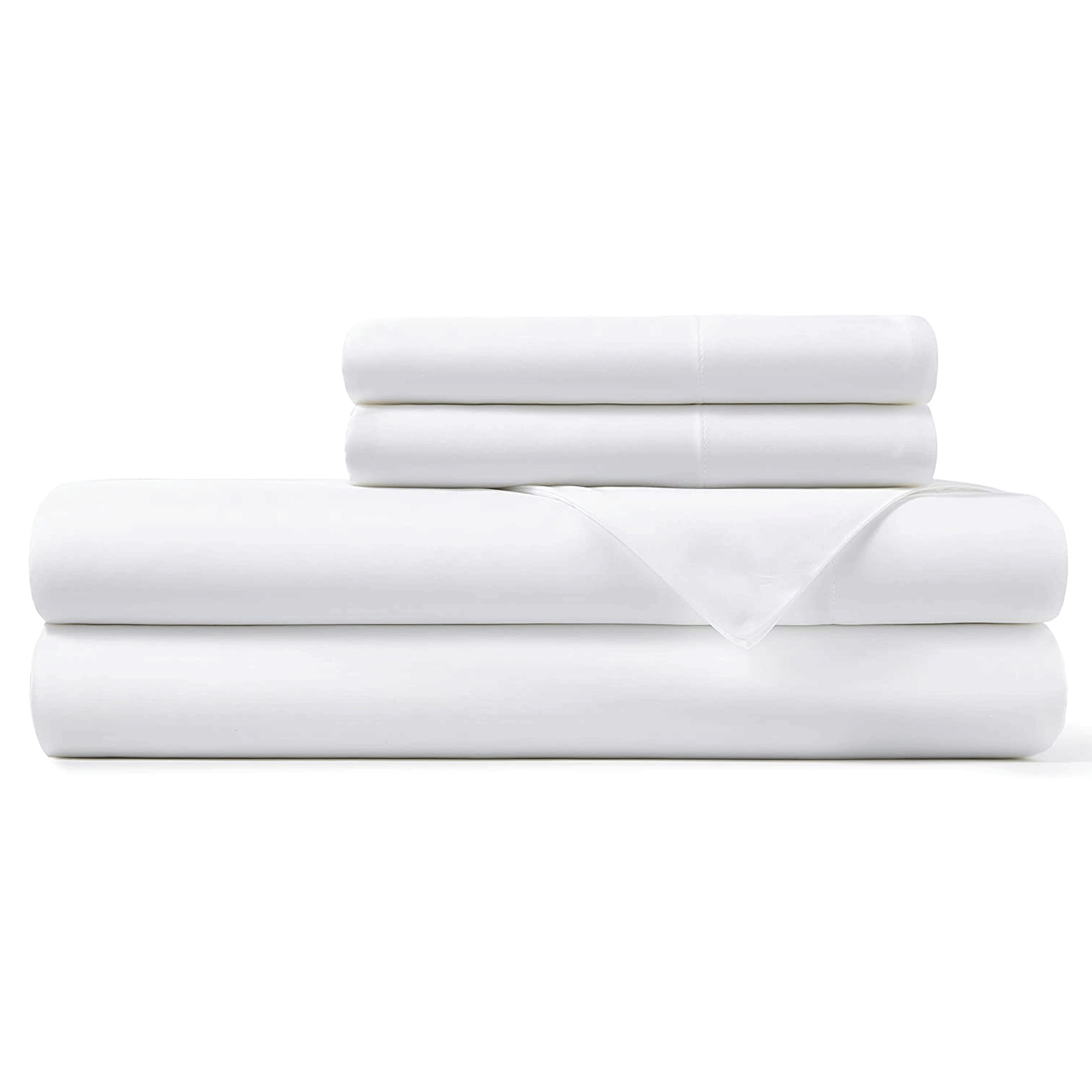 Hotel Sheets Direct 100 Bamboo 4 Piece Bed Sheet Set, Queen, White