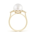 thumbnail image 2 of Angara South Sea Cultured Pearl Ring with Trio Diamonds in 14K Yellow Gold for Women | June Birthstone Jewelry for Her, 2 of 8