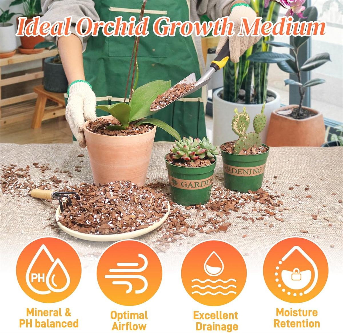 QZS Premium Orchid Potting Mix,Premium Orchid Bark Potting Mixture for Root Ventilation & Expanding,Fit for Phalaenopsis,Flower