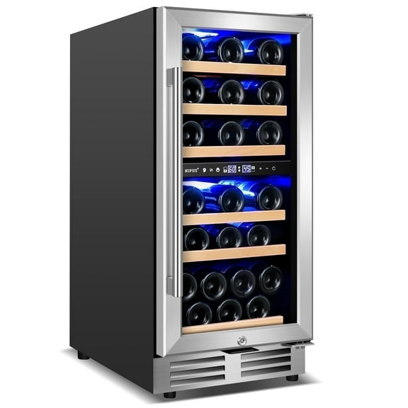 Nipus 15 Inch Wine Cooler Refrigerator,30 Bottle,Daul Zone,Low Noise Wine Fridge ,Built-in or Freestanding