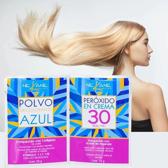 Decolorante Polvo Azul Con Colageno Sobre + Peroxido 30 Vol Nekane & Percapelli Decolorantes
