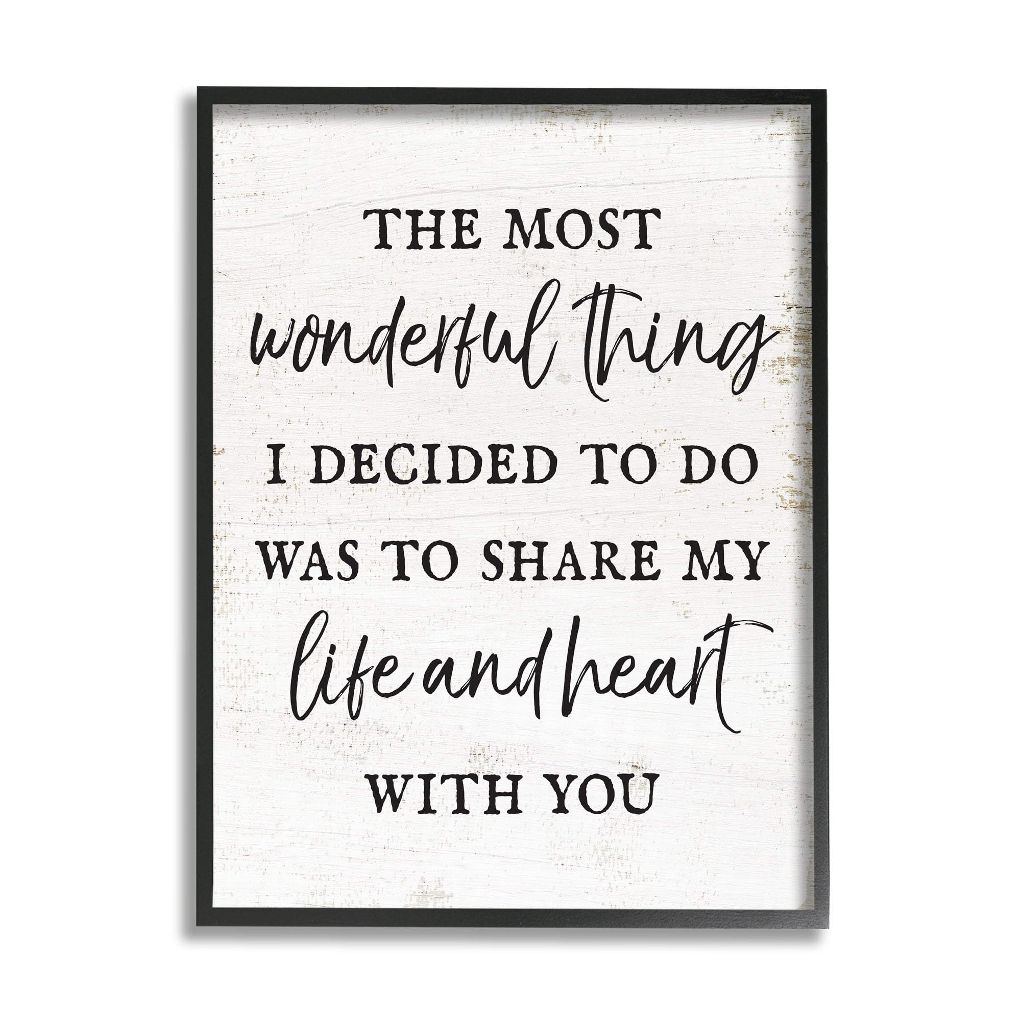 Stupell Industries Life & Heart With You Romance Inspirational Painting Gray Framed Art Print Wall Art