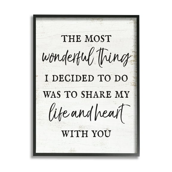 Stupell Industries Life & Heart With You Romance Inspirational Painting Black Framed Art Print Wall Art