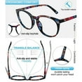 thumbnail image 5 of MARE AZZURO 2.25 Reading Glasses Women Trendy Round Readers 100 125 150 175 200 225 250 275 300 350 400 500 600 (Black Floral, 2.25) with Spring Hinge, Composite Lens, 5 of 7