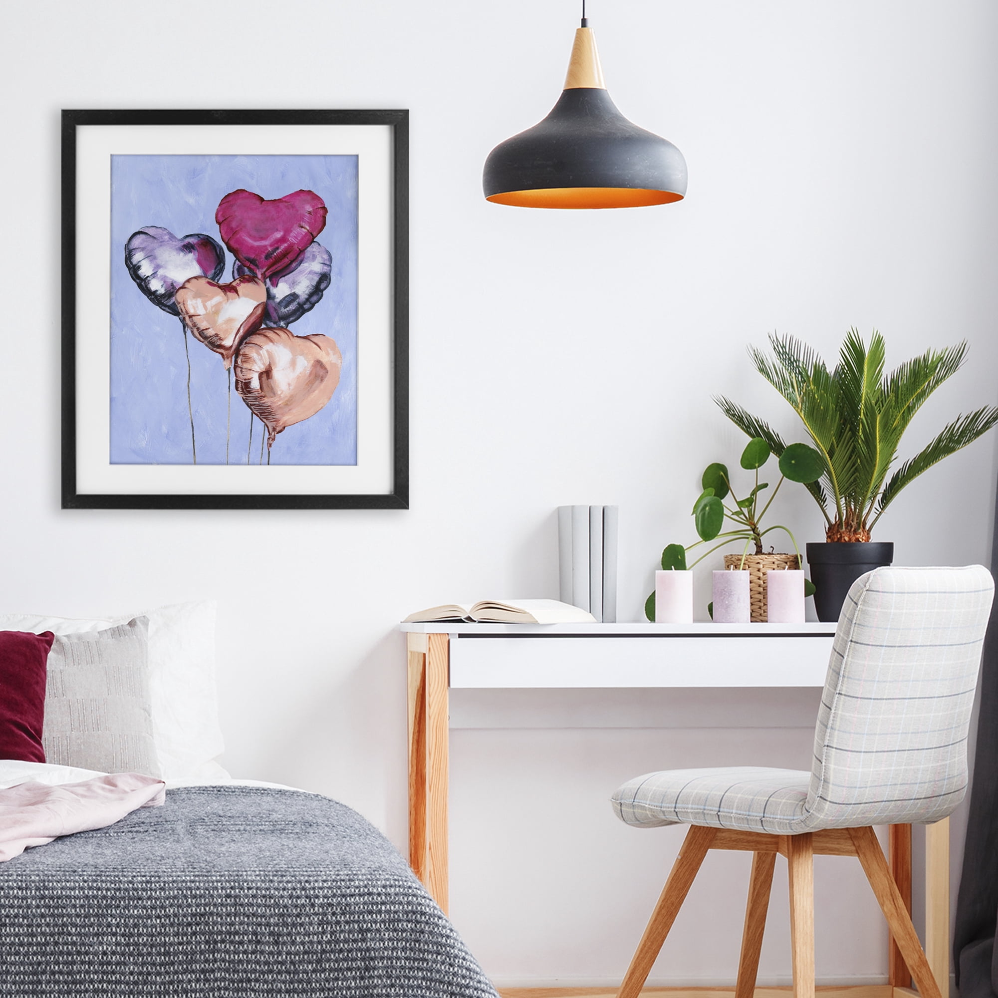 Stupell Industries Vibrant Heart Balloons Black Framed Print Under Glass, design by Michael Willett
