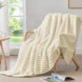 thumbnail image 1 of Cobija para Sofá, Sillón, Cama, Cobija de Cama Súper Suave de 230GSM a Rayas Beige para Oficina, Picnic, Viaje, Recámara, Cálida, Acogedora, Ligera, Decoración Del Hogar para Todas las Estaciones, 50, 1 of 7
