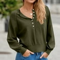 thumbnail image 4 of Womens Baggy Sweaters with Buttons Lantern Long Sleeve Trendy Pullover Knit Tops Soft Casual Fall Jumpers Knitwear (L, Army Green), 4 of 7