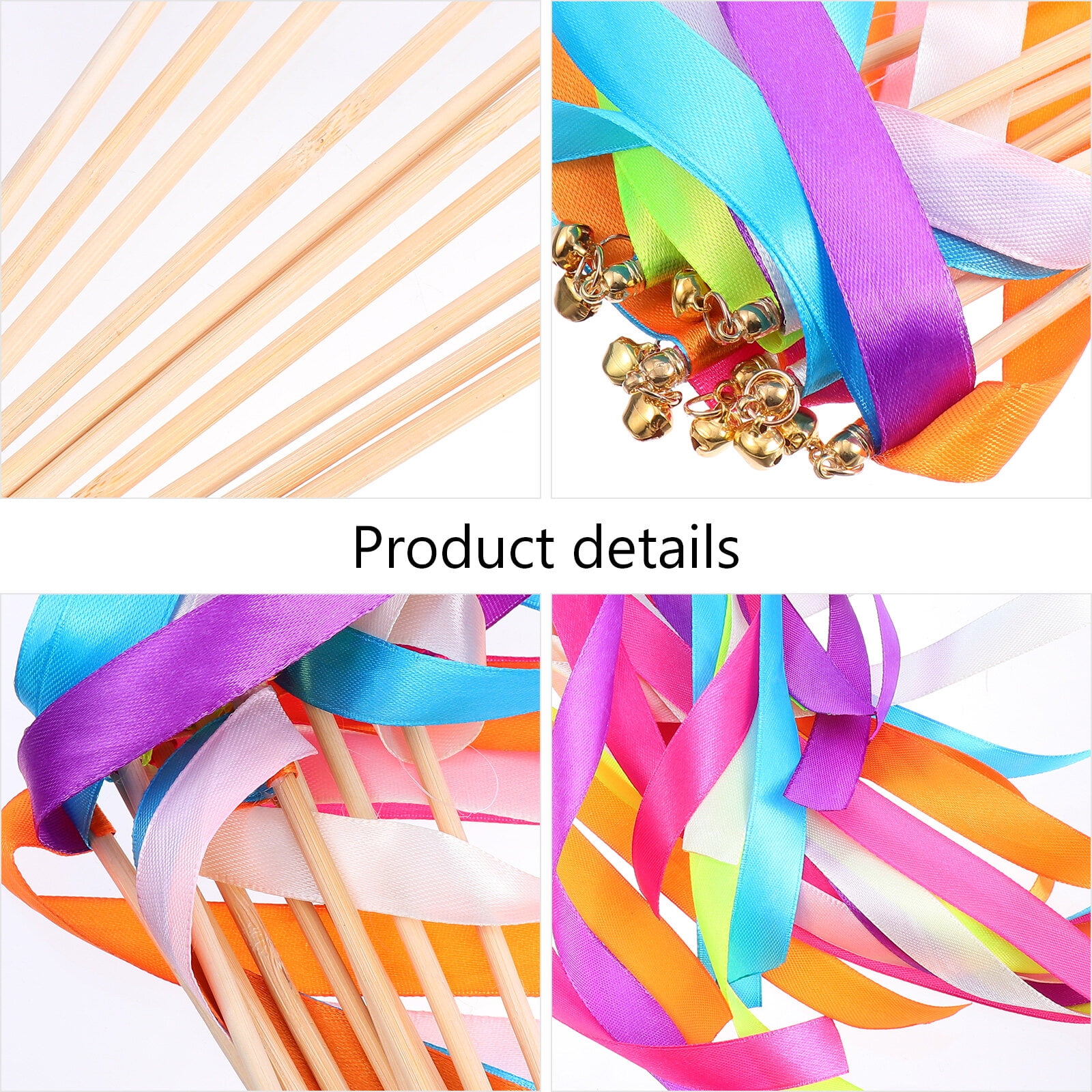 Hemoton 20Pcs Ribbon Sticks Fairy Sticks Ribbon Streamers Wands Wedding  Party Wands Party Favors without Bell (Pink) 