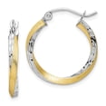 thumbnail image 1 of FB Jewels 10K Yellow Gold & Rhodium Diamond-cut 2.5mm Twisted Hoop Earrings, 1 of 3