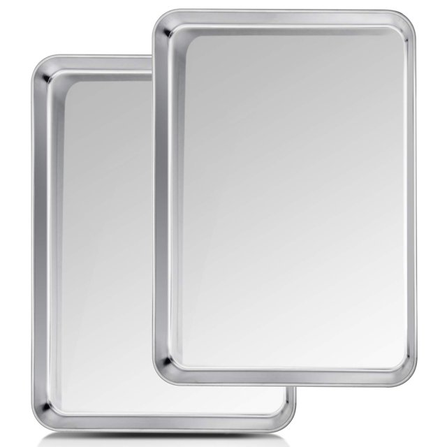 TeamFar Bandeja para hornear 20?14?1 Bandeja para galletas Media hoja Bandejas para hornear Acero inoxidable No tóxico y saludable Resistente y de calibre grueso Acabado de espejo y apto para lavavaji TeamFar NA