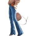 thumbnail image 5 of Luvamia Womens Mid Rise Flare Bell Bottom Jeans Retro Wide Leg Denim Pants, Size S-2XL, 5 of 8