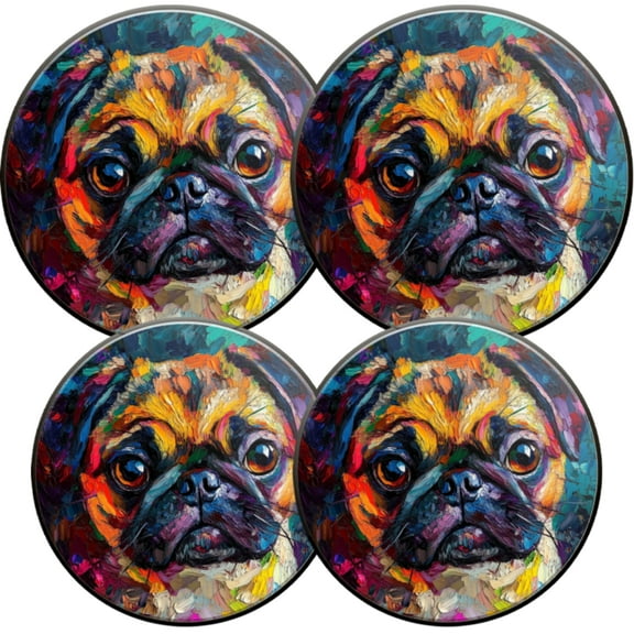 Electric Stove Burner Covers,4 Pcs Round Gas Burner Cover,8 and 10 Inch,Abstract Pug with Bold Colors