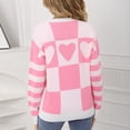 thumbnail image 6 of Women Valentines Day Sweater Long Sleeve Cute Heart Sweaters Crew Neck Casual Ribbed Knit Pullover Top White, XL, 6 of 7