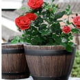 thumbnail image 4 of Simulation Wooden Barrel Planter Pot Resin Barrel Flower Pot Plant Container for Outdoor or Indoor Decor, 4 of 6