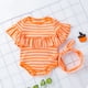 thumbnail image 4 of Gibobby Mameluco polar de manga corta con volantes para niños y niñas, mono, monos para recién nacidos, ropa(Naranja, 12-18 Meses), 4 of 5