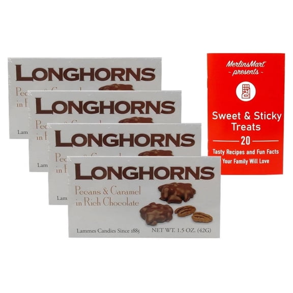 Longhorns Milk Chocolate Covered Pecans and Caramel (1.5 Ounces) - 4 Pack   MerlinsMart Zine | Lammes Candies