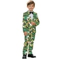 thumbnail image 2 of Xoenoiee Green Cow Print Boys Suit Outfit for Toddler Boy Wedding Guest Dress Clothes Kids Slim Fit Blazer Set Formal Wear, Set of 2, Size 5-6 Years, 2 of 7