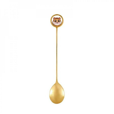 

Promotions! Stainless Steel Year of the Tiger Shaped Coffee Spoons Fruit Dessert Spoon Fork Tea Spoon Drink Tableware Kitchen Supplies