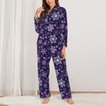thumbnail image 2 of Haiem Christmas Purple Snowflakes Pattern Women’s Long-sleeve Sleepwear,Sleepwear Set,2-piece Loungewear Set,Soft PJs Comfy Nightwear with Pockets-Small, 2 of 7