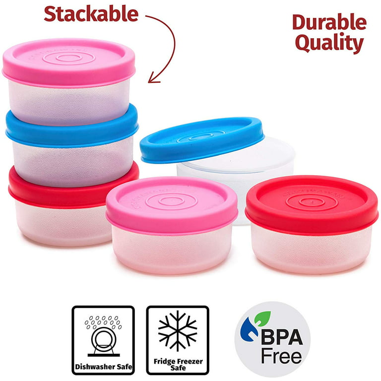  Condiment Cups Containers with Lid 6 pk. 2.3 oz. Salad Dressing  to go Small Mini Food Storage Containers with Sauce Cups Leak proof  Reusable Plastic BPA free for Lunch Box Picnic