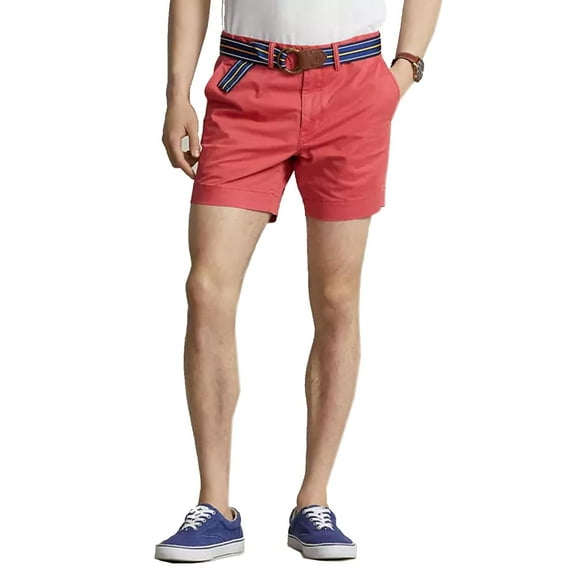 POLO RALPH LAUREN Men's Cotton Stretch Twill Flat 6 Shorts, Red, 40