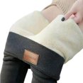 thumbnail image 2 of Base Pants Solid Color Cashmere Casual Stretchy Warm Winter Trousers for Daily Wear, 2 of 3
