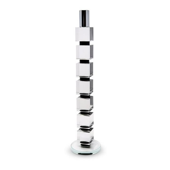 HomeRoots 590244 15 in. Silver, Clear & Black Crystal Tabletop Taper Candlestick