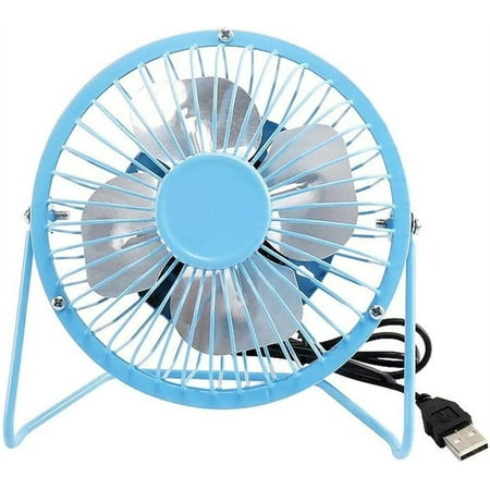 

Happon 4 in Mini Desk Fan Portable 360 Degree Rotating Small USB Table Desktop Personal Fan (Blue)