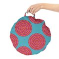 thumbnail image 2 of Vintage Round Floor Cushion with Handle, Geometric Circles Dots Triangles Pointy Floral Inspired Print, Decorative Pillow for Living Room & Dorms, 18" Round, Dark Seafoam Magenta, by Ambesonne, 2 of 4