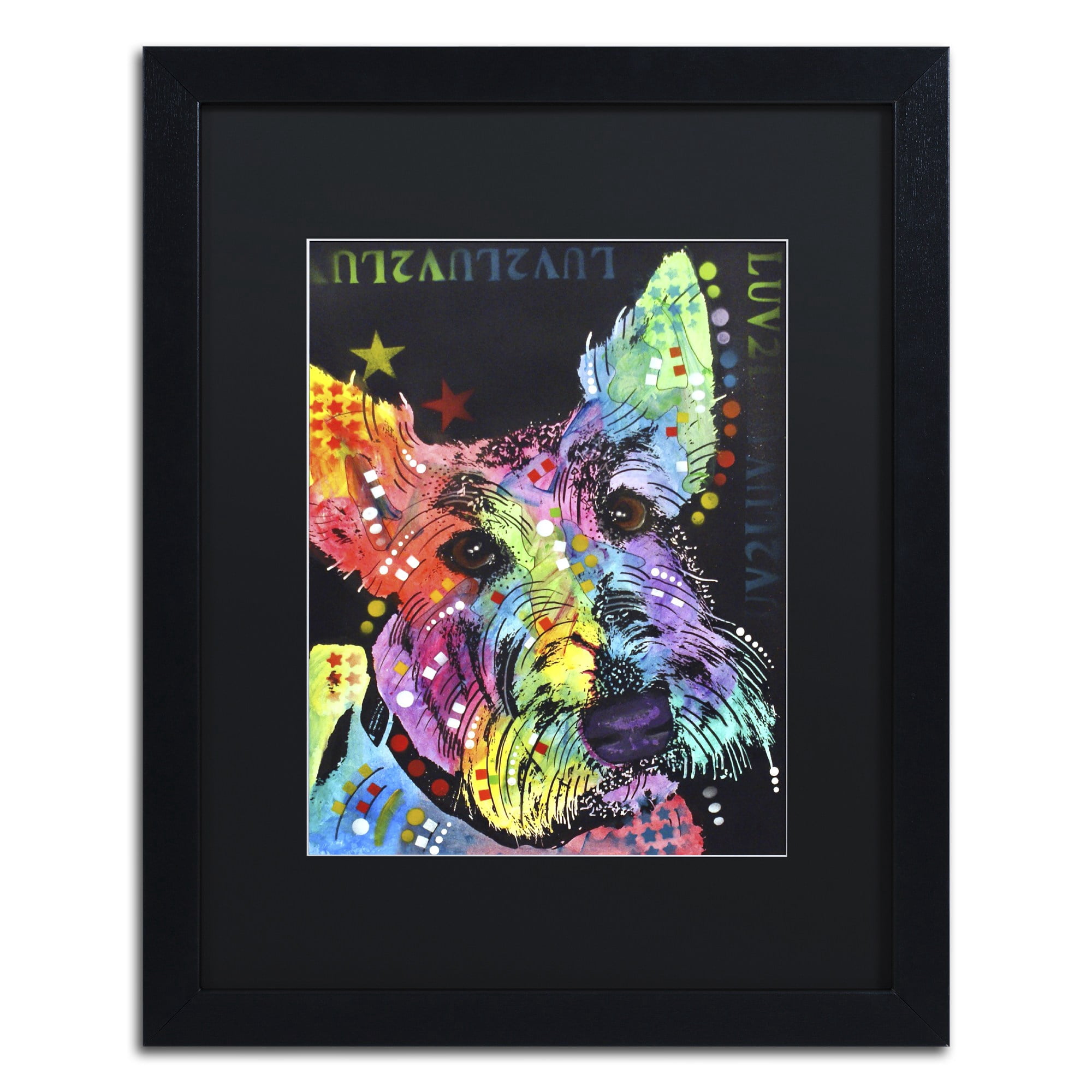 Trademark Fine Art "Scottish Terrier" Canvas Art by Dean Russo, Black Matte, Black Frame
