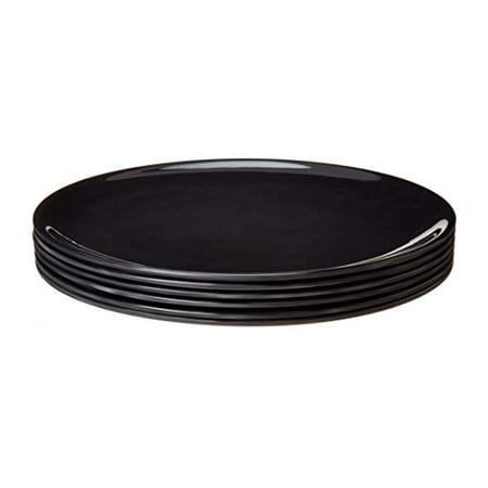 

Bayview Essentials- Chip-Resistant Large Daily Melamine Round Dinner Plate- Set of 6- 11 inches (Black)