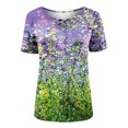 thumbnail image 4 of USSUMA Womens Plus Savings Tops and T-Shirts - V Neck Tunic Tops for Women, Oversized V Neck T Shirts for Women Summer Tops Floral Short Sleeve Tee T Shirts Blouse 2022 Beach, 4 of 5